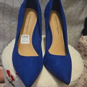 Christian Siriano Blue Suede Heels